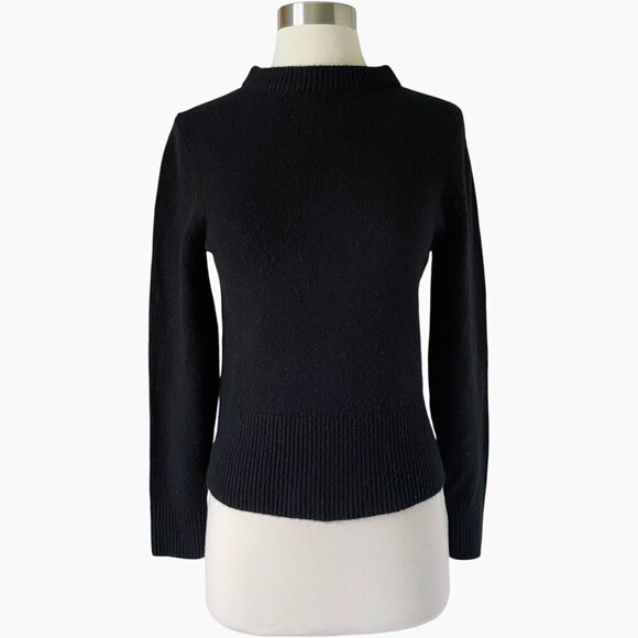 Vince Drop Shoulder Mock Neck Cashmere Sweater Black XXS - Picture 2 of 8